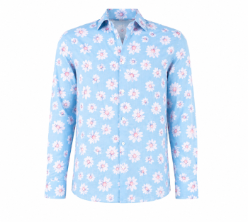 Sky Blue Flowers Long Sleeve Shirt